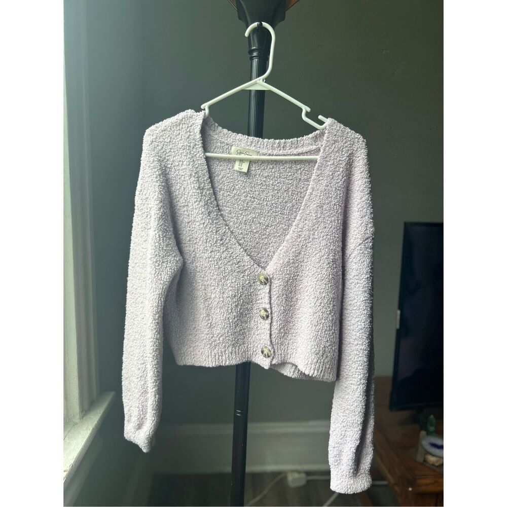 Cozy Purple Jessica Simpson Fuzzy Cardigan